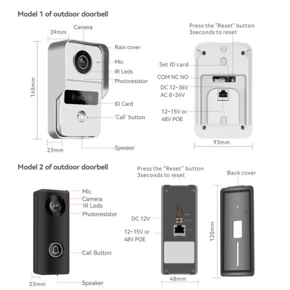 Video Intercom Doorbell 1v2 Real-time Monitoring Wireless Network Intelligent Intercom System Doorbell - Image 2