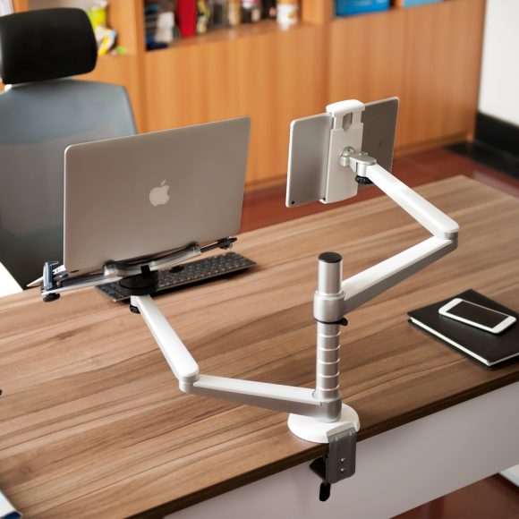 Aluminum Alloy Laptop Stand Double-arm Office Lazy Tablet Stand - Image 5