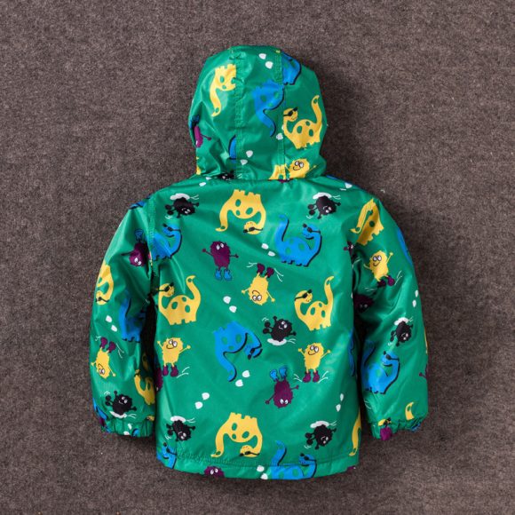 Boy's Cute Dinosaur Windproof And Rainproof Jacket Children's Hooded Jacket - Image 9