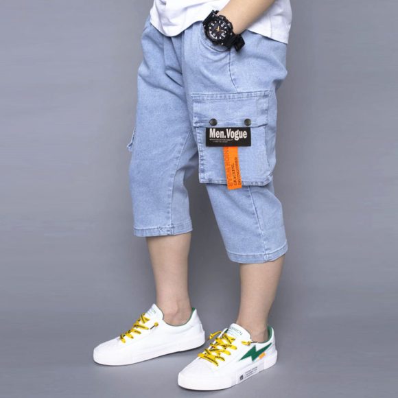 Boys Fashion Loose Stretch Cropped Jeans - Image 3
