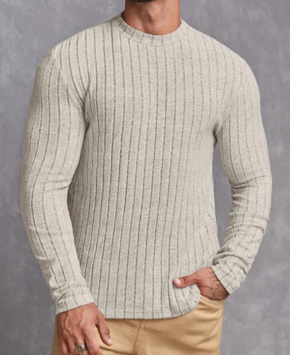 Casual Solid Color Round Neck Pullover Long-sleeved T-shirt - Image 4