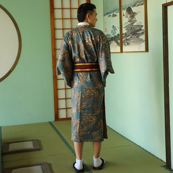 Japanese Kimono Men's Traditional Kimono Formal Wear Summer Fireworks Kimono Suit - Image 3