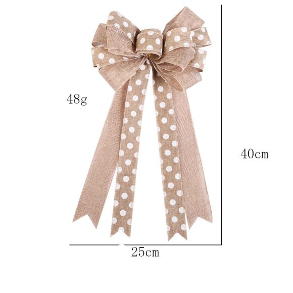 Linen Beige Bow Christmas Tree Pendant - Image 5