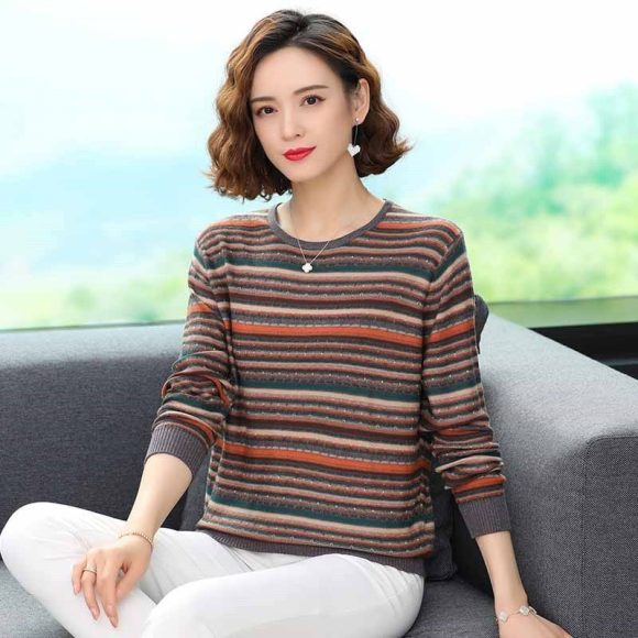 Striped Sweater Thin Bottoming Shirt - Image 3