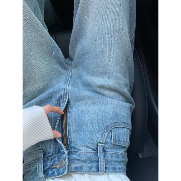 Women's Rhinestone High Waist Straight Jeans - Image 6