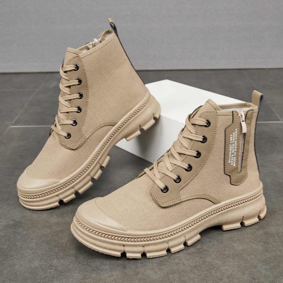 Hiking Boots Men's Side Zipper High-top Thicker Work Shoes - Image 2