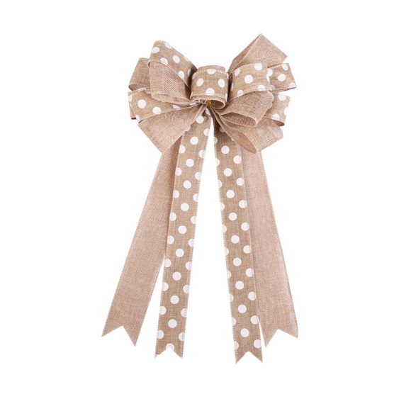 Linen Beige Bow Christmas Tree Pendant - Image 2
