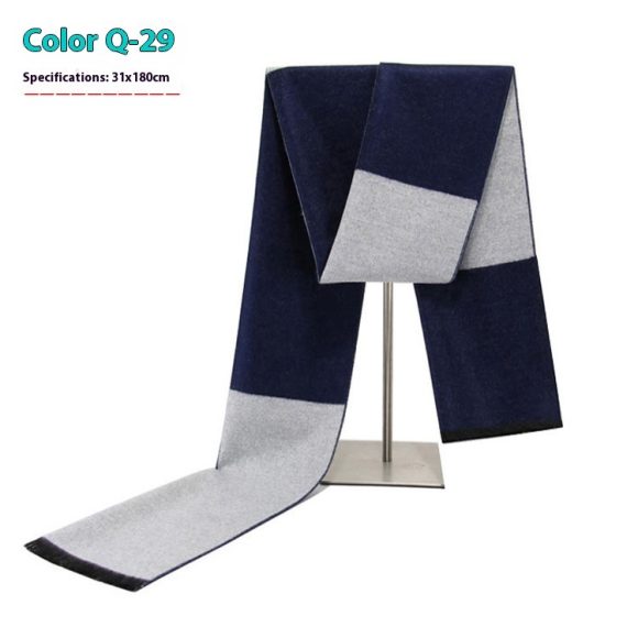New Men's Winter Warm Cashmere-like Striped Business Scarf For Young People - Image 9