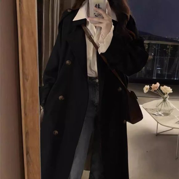 New Spring And Autumn British Style Mid-length Early Autumn Trench Coat For Women - Image 7