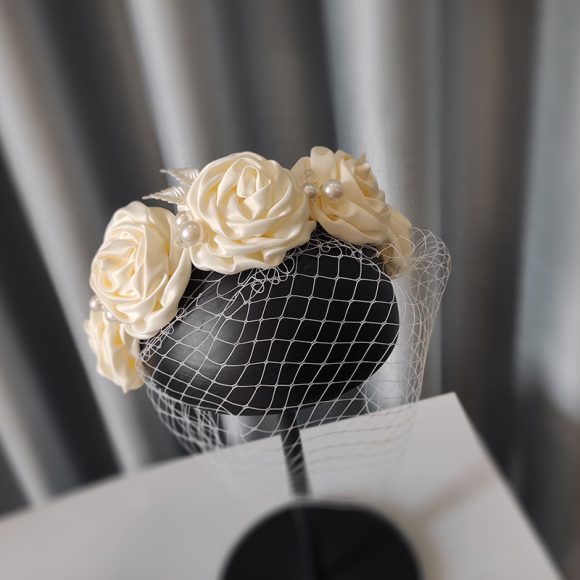 Bridal Large Flower Satin Veil Hair Hoop Headdress Wedding Dress With Accessories - Image 6