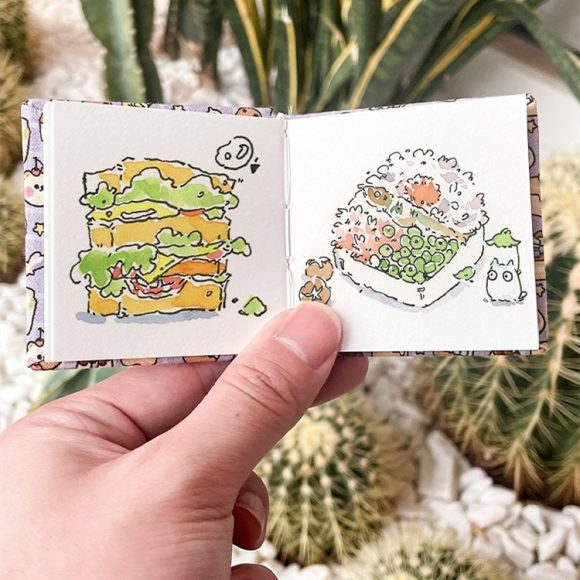 Fabric Watercolor Notebook Art Student Painting Square Portable - Image 2