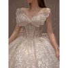 One-shoulder High-quality Long Trailing Heavy Industry Retro Wedding Dress - Image 5