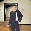 Bootcut Casual Autumn Striped O-neck Short Suit Suit - Image 4