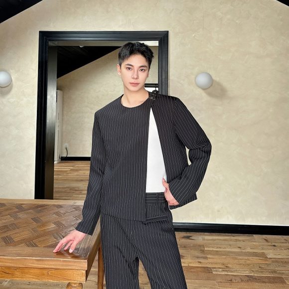 Bootcut Casual Autumn Striped O-neck Short Suit Suit - Image 4