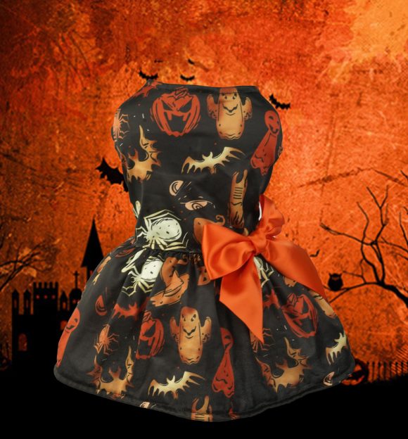 Halloween Small Dog Clothes Pet Dress Pumpkin Print Dress Chihuahua Yorkie Mesh Dress Pet Party Clothing Cat Dog Costume - Image 5
