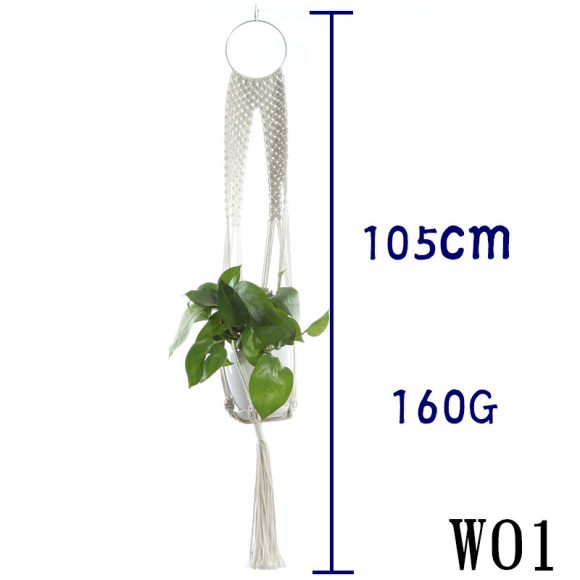Flower Pot Net Bag Beige Cotton Rope Indoor Plant Hanger Hanging Basket Sling - Image 3