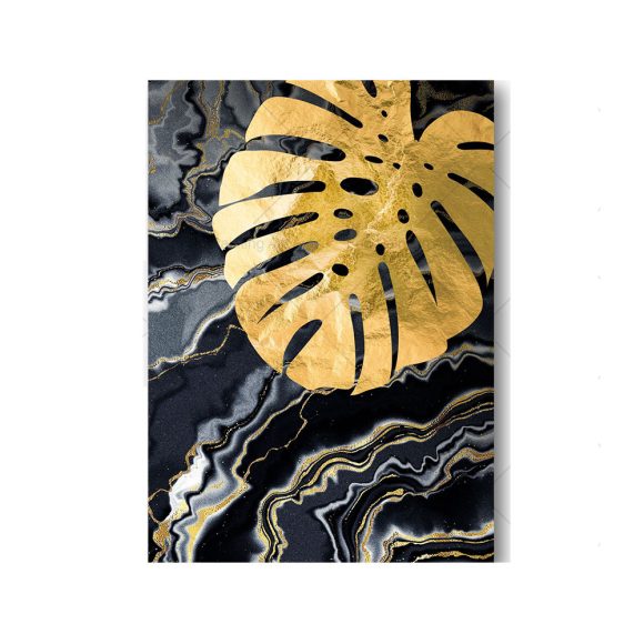 Black Gold Marble Tropical Plants Poster Canvas Painting - Image 5