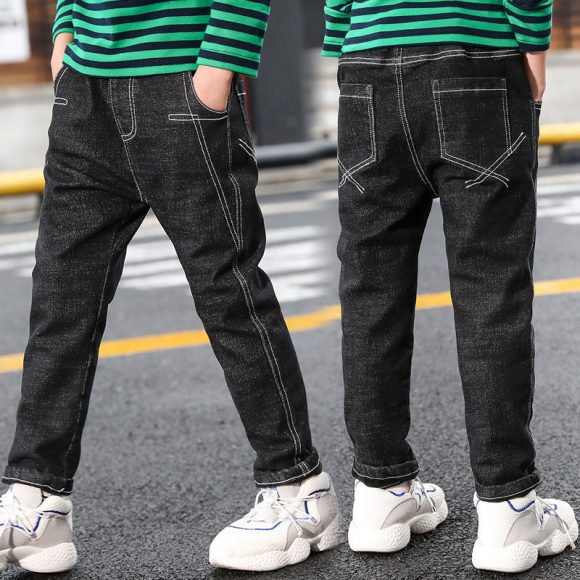 Boys Jeans Autumn And Winter New One-piece Velvet - Image 4