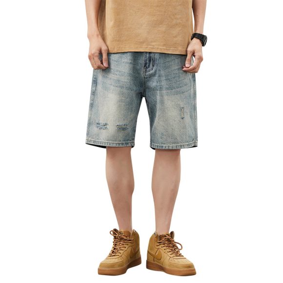 Men's Straight Ripped Denim Shorts - Image 3
