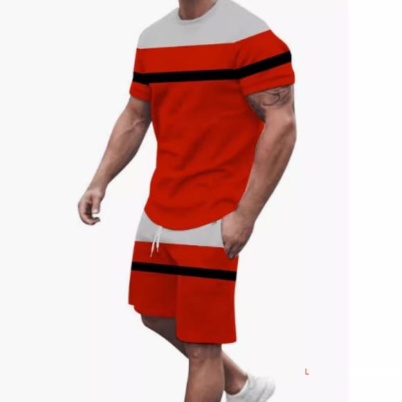Men's Casual T-shirt Shorts Two-piece Printed Sportswear - Image 3