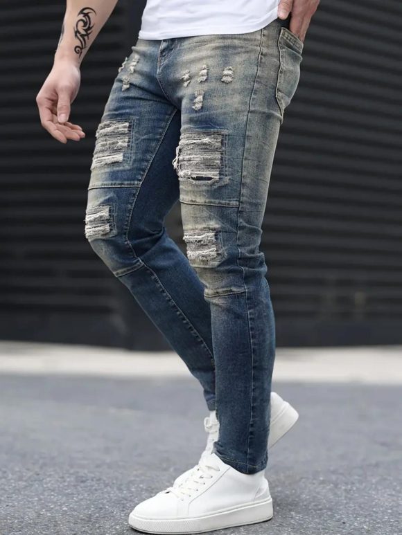 Men's Fashion Ripped Cool High Street Jeans - Image 6
