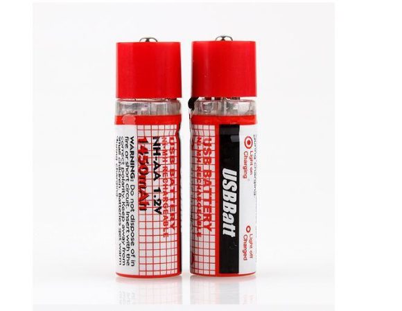 2 x USB AA 1450mAh 1.2V Ni-MH Rechargeable Batteries - Image 5