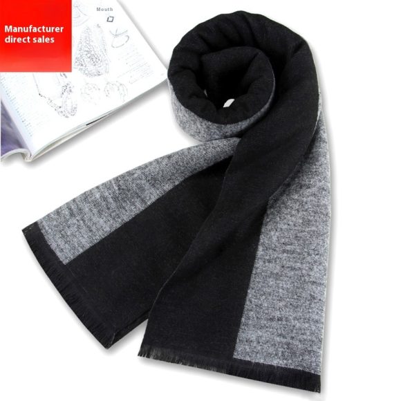 New Men's Winter Warm Cashmere-like Striped Business Scarf For Young People - Image 7