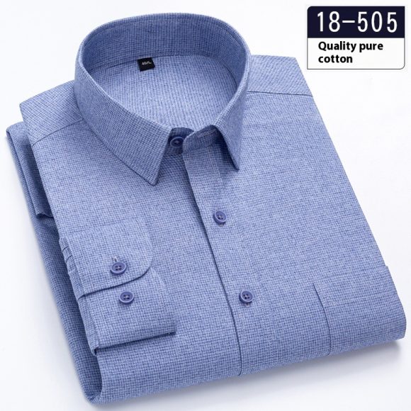 Men's Long Sleeve Solid Color Pocket Light Business Shirt - Image 7