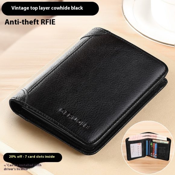 Genuine Leather Anti-theft Swiping Ultra-thin Cheng E Wallet - Image 2