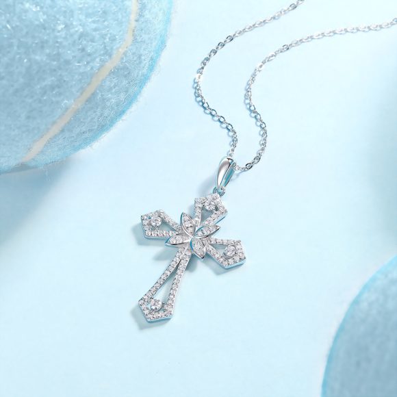 Backup Force Luxury Fashion Diamond Pendant Necklace Set With Mosan Diamond Silver Ornaments - Image 4