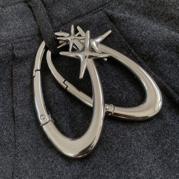 Niche Double Star Oval Keychain Vibe Style Handbag Pendant