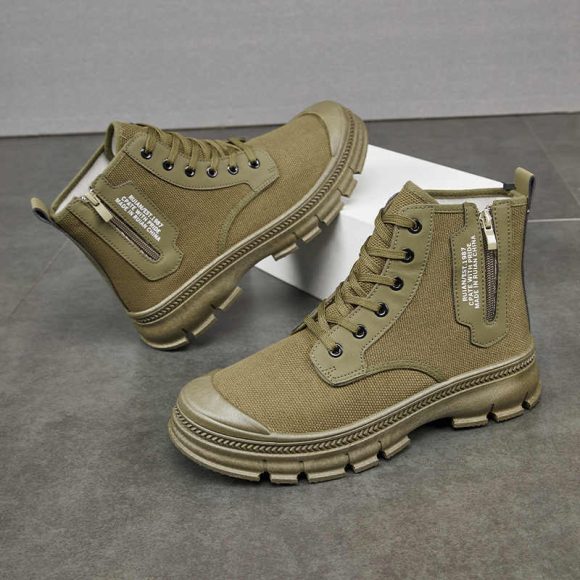 Hiking Boots Men's Side Zipper High-top Thicker Work Shoes - Image 5