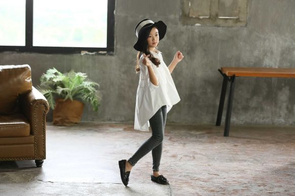 Girls' Big Kids Loose Fashionable Tops Korean Style Shirts Big Kids' Swallowtails - Image 4