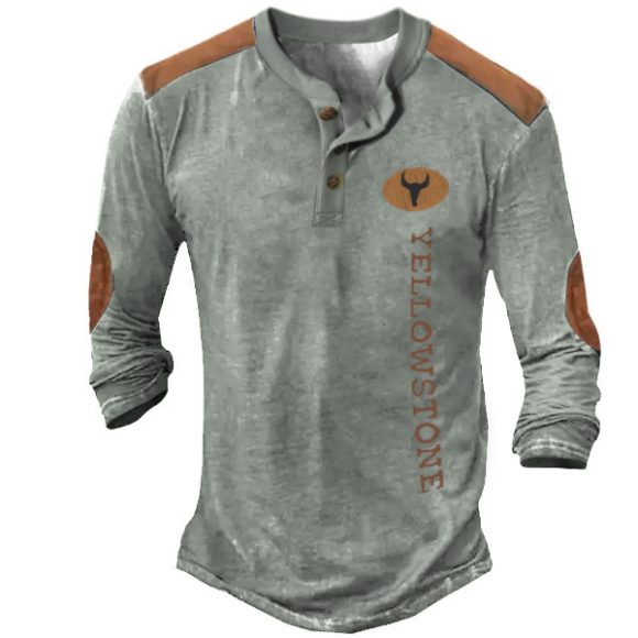 Men's Henley Shirt T-shirt Solid - Image 4