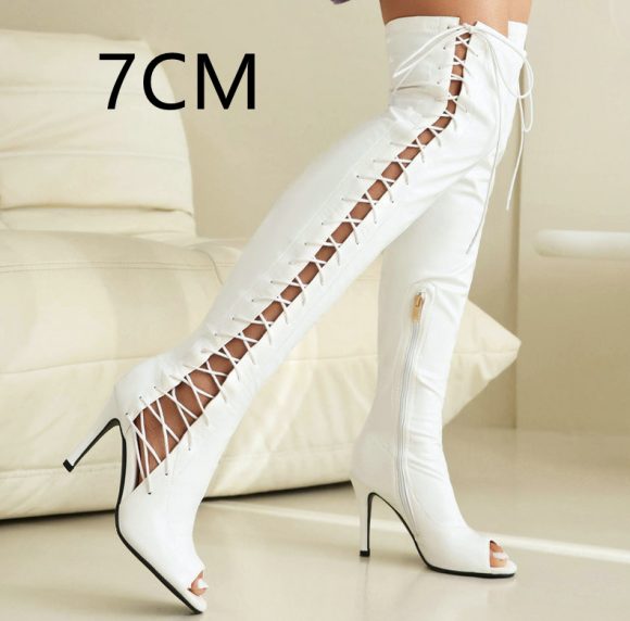 Stretch Thin Patent Leather Female Over-the-knee Boots - Image 3