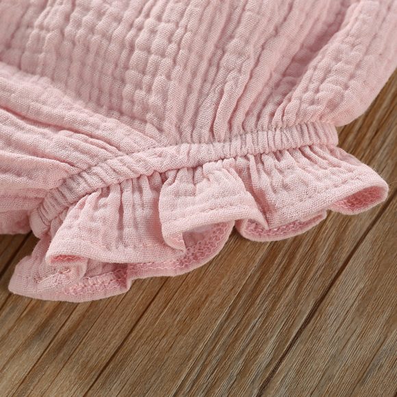 Girls' Solid Color Sling Top Hot Pants Suit - Image 5