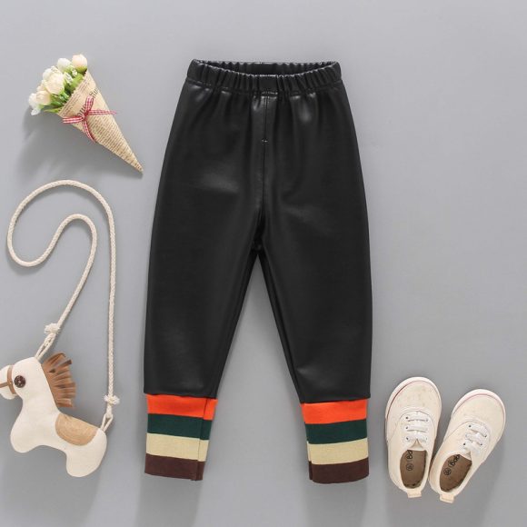 Girls' Warm Bottomed Leather Pants - Image 2
