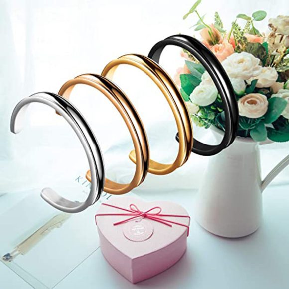 Stainless Steel C- Shaped Concave Open-ended Bracelet - Image 6