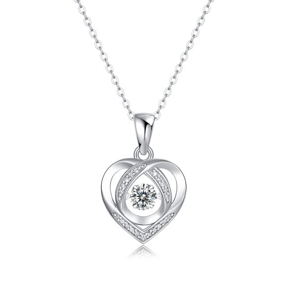 Heart To Have Your Luxurious Fashion Diamond Pendant Necklace Set With Mosan Diamond Silver Ornaments - Image 2