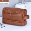 Leather Cosmetics Storage Bag Travel Toiletry Bag Portable Men's Business Simplicity Portable With Hook - Image 5