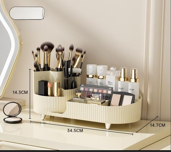 Cosmetics Storage Box Rotating Pen Holder Dresser Table Large Capacity Makeup Brush Lipstick Eye Shadow Puff Storage Rack - Image 5