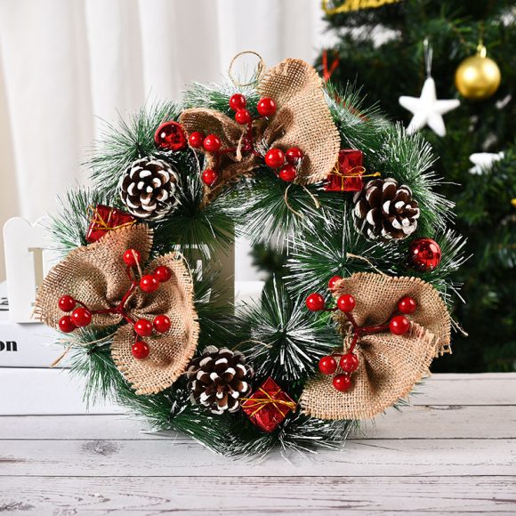 Handmade Simulation Of Christmas Wreath Hanging On The Door - Image 6