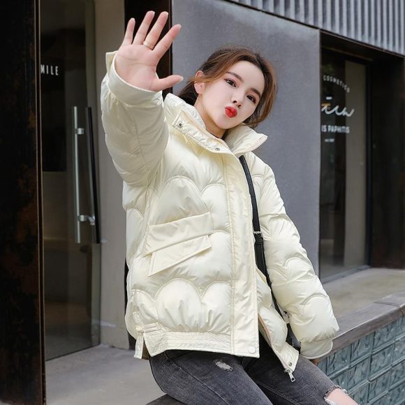 Women's Cotton-padded Coat Korean Style Quilted Jacket Stand Collar Cotton-padded Jacket - Image 3