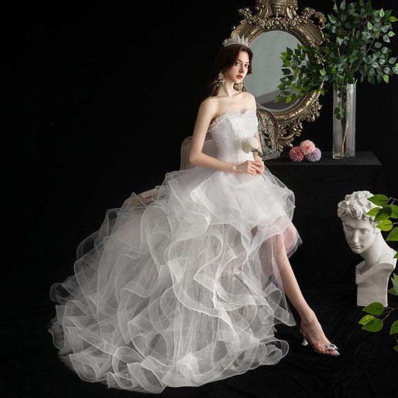 Short Front And Back Length Small Trailing Wedding Dress - Image 6