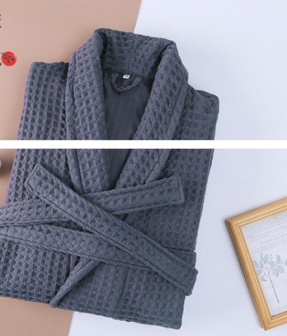 Cotton Double Waffle Unisex Thickened Long Robe - Image 5
