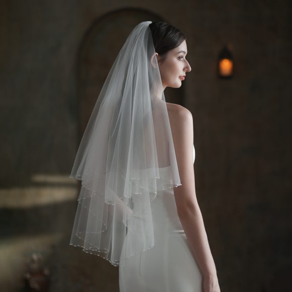 Exquisite Handmade Beaded Bridal Veil - Image 2