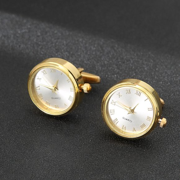 Men's Light Luxury Clock Cufflinks Fashion French Rotatable Golden Cuff - Image 6