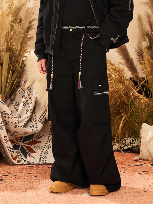 Ribbon Waist Strap Wide-leg Workwear Straight-leg Pants - Image 2