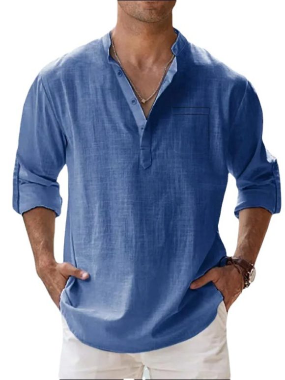 Casual Men's Loose Fitting Shirt With Long Sleeves - Image 3