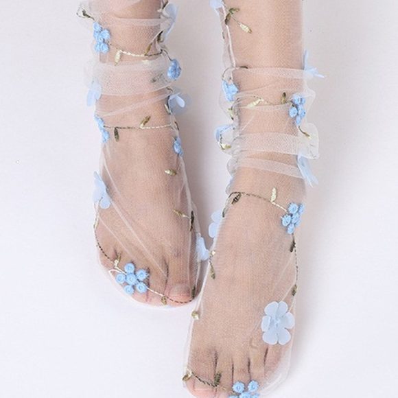 Women's Three-dimensional Flower Transparent Net Socks - Image 6